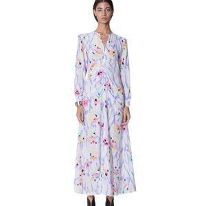 MARIA CHER Fatima Arya Ruched A-Line Maxi Dress,  Multi floral tones, Size 2